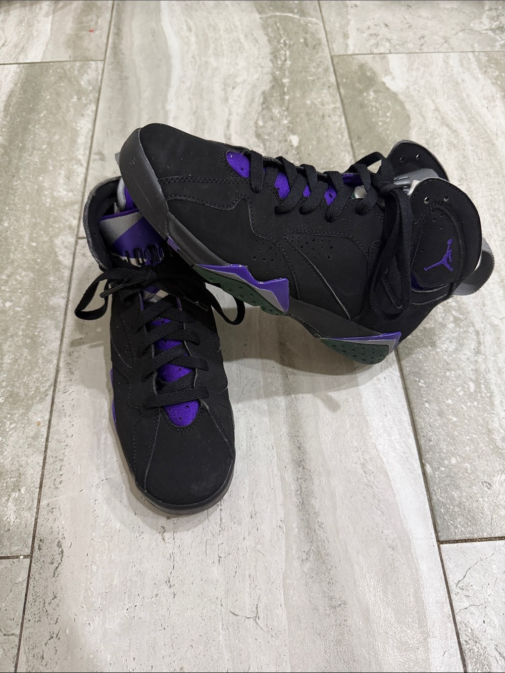 Nike Air Jordan 7 Retro Raptor Black Purple Green Size 6.5Y